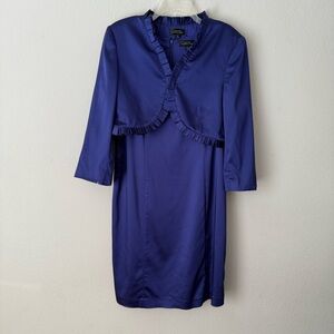 Tahari Purple Satin Dress w/matching bolero jacket